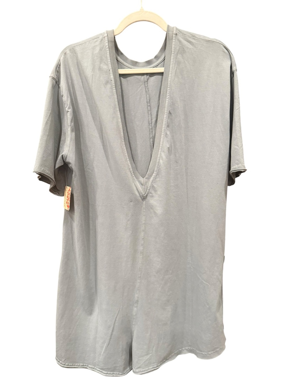 FP Movement by Free People Light Gray/blue Short Sleeve Romper with Pockets - Picture 3 of 4